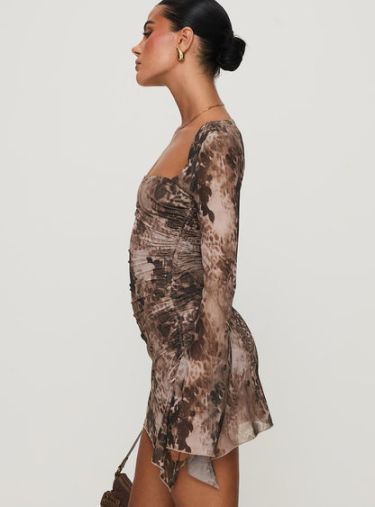 Suareza Long Sleeve Mini Dress Leopard
