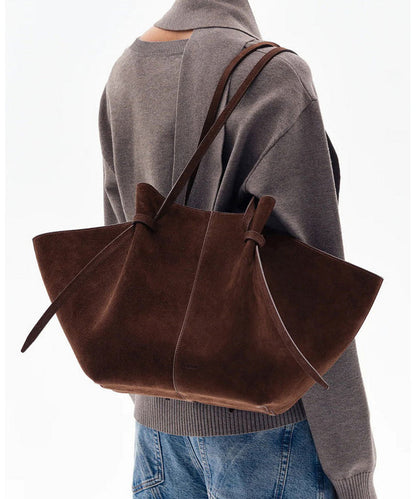 Style Brown Solid Durable Large Capacity Suede Shoulder Bags