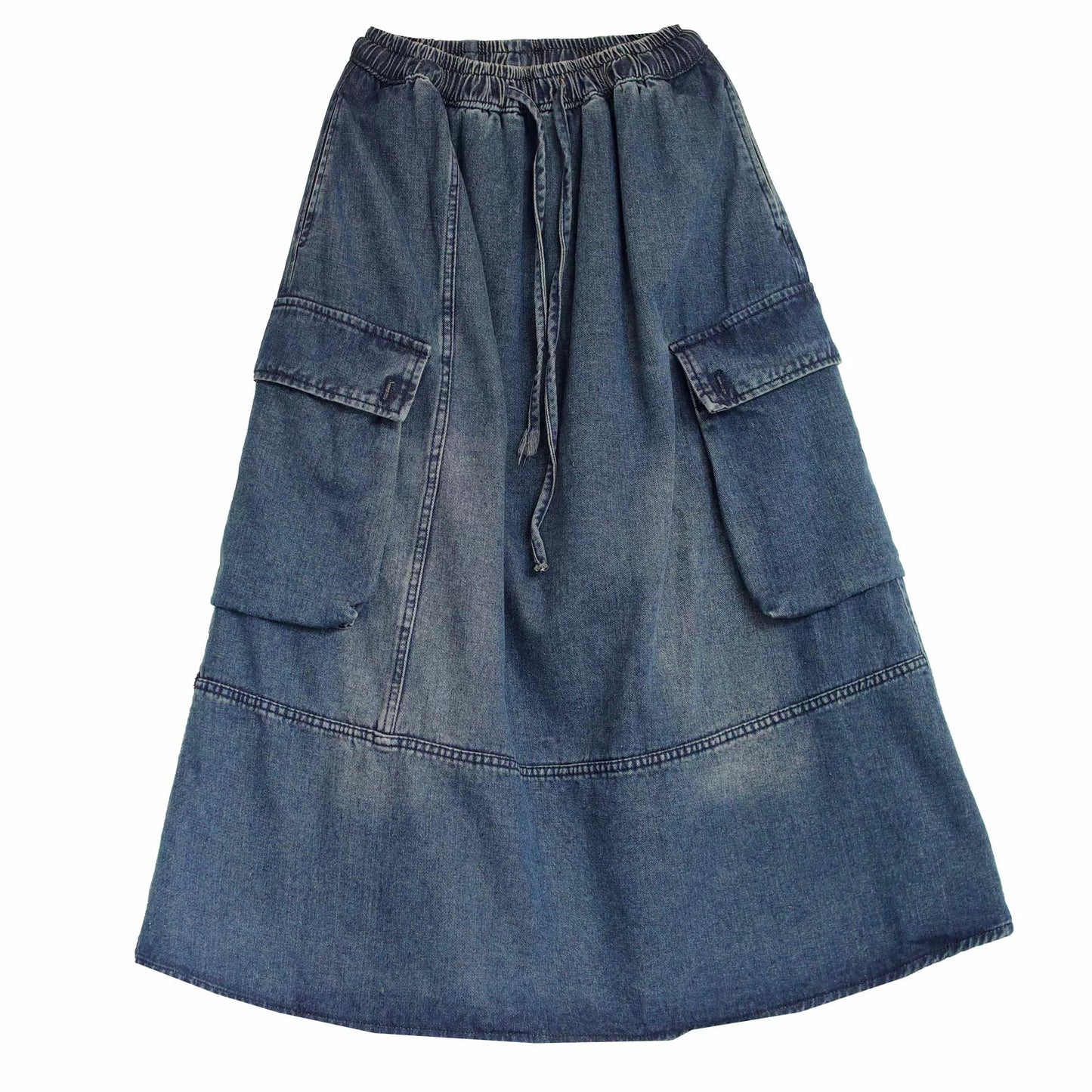 Autumn Retro Loose Patchwork Denim Skirt