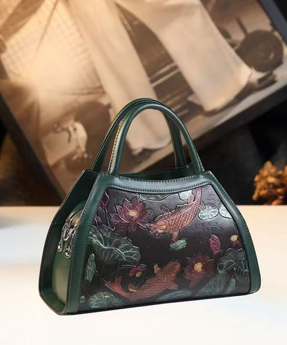 New Green Embossed Calf Leather Tote Bag