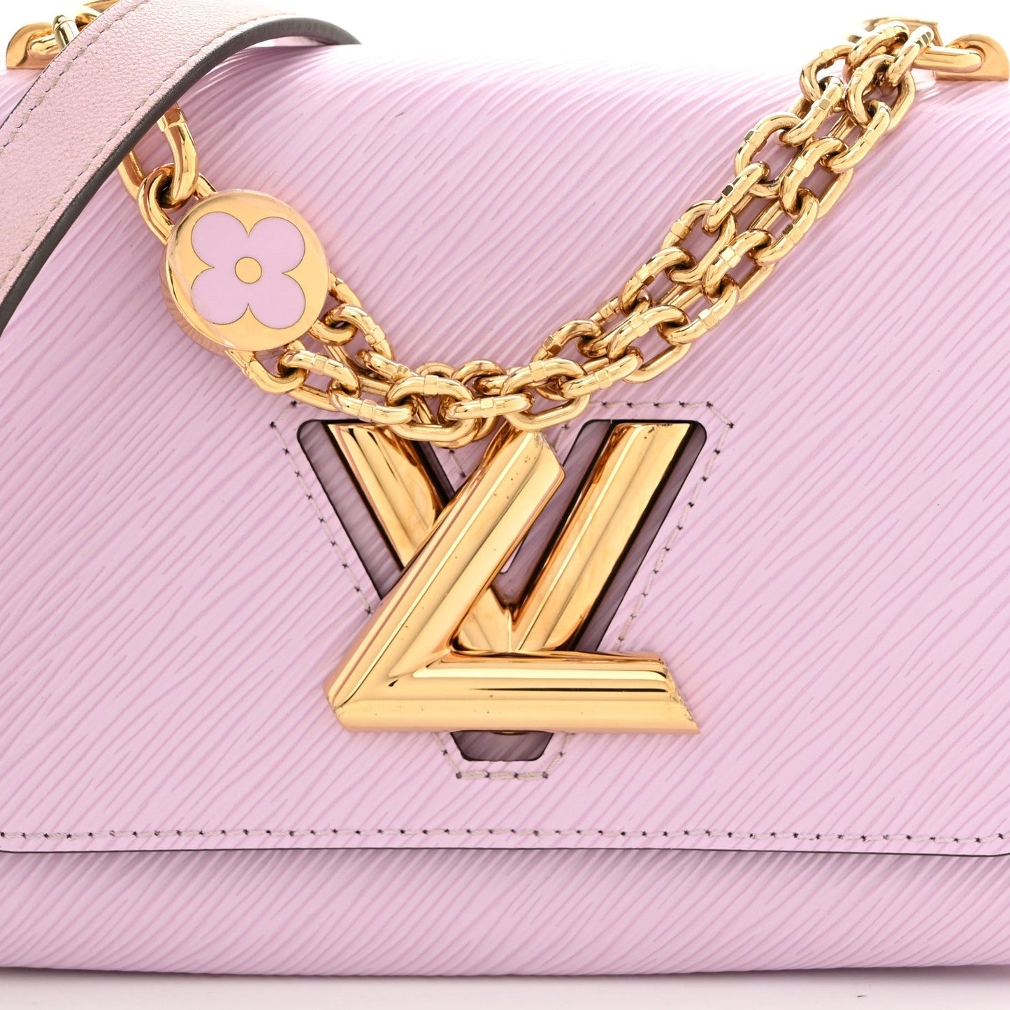 Epi Twist Monogram Flower Chain Shoulder Bag MM Wisteria Pink Purple