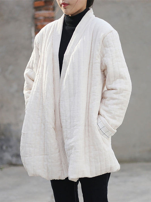 Women Winter Chinese Style Drawstring Pocket Coat