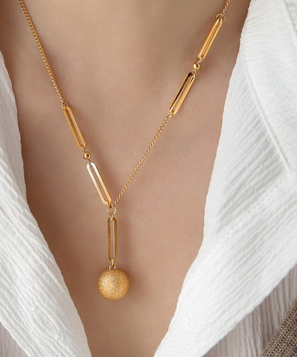 DIY Gold Stainless Steel Overgild Matte Little Ball Pendant Necklace