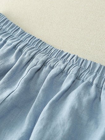 Loosen Hight Waist Solid Cropped Line Pants
