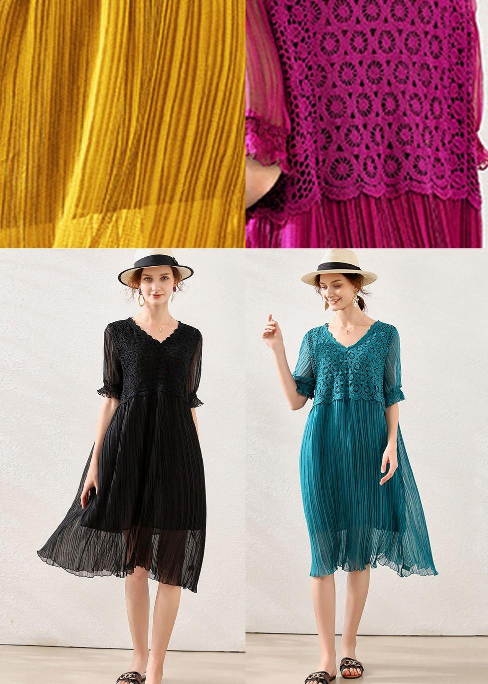 Women Rose Fashion Flare Sleeve Spring Long Dress