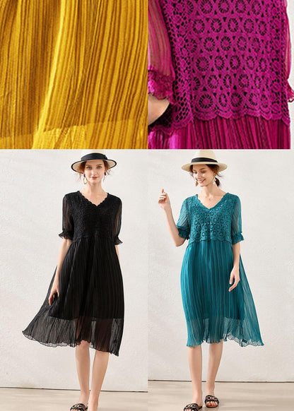 Women Rose Fashion Flare Sleeve Spring Long Dress