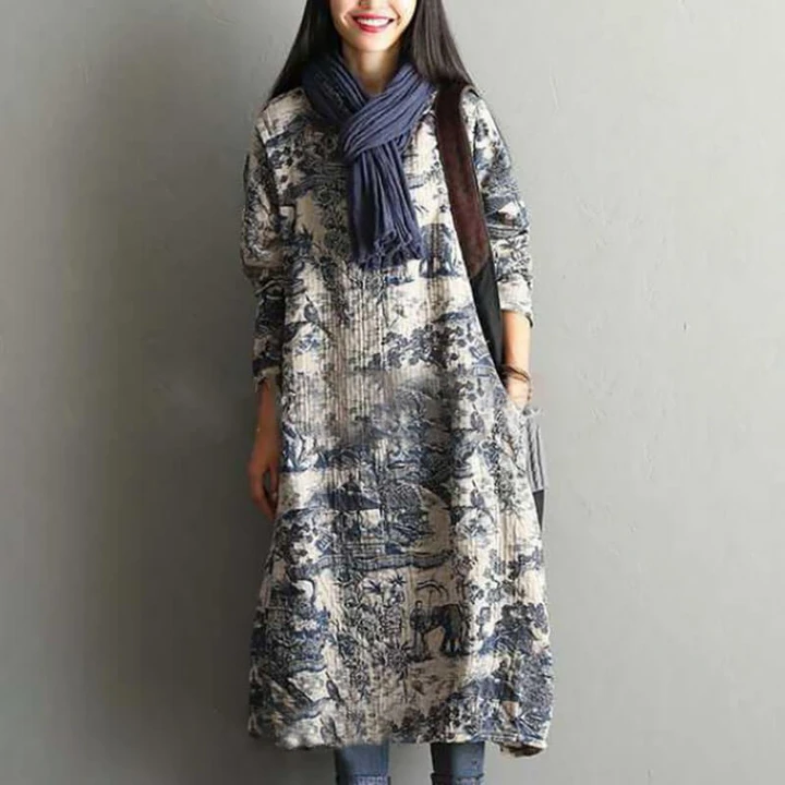 Printing 100%Cotton Dress Robe