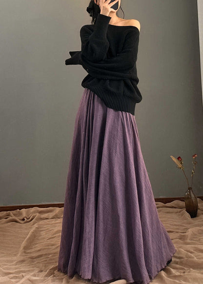 Unique White Geometry Elastic Waist Exra Large Hem Cotton Skirt Spring