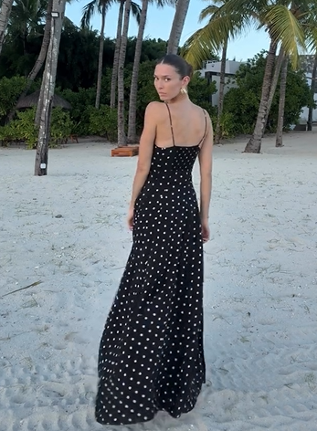 Sexy Strappy Low-Cut Dot Printed Dress