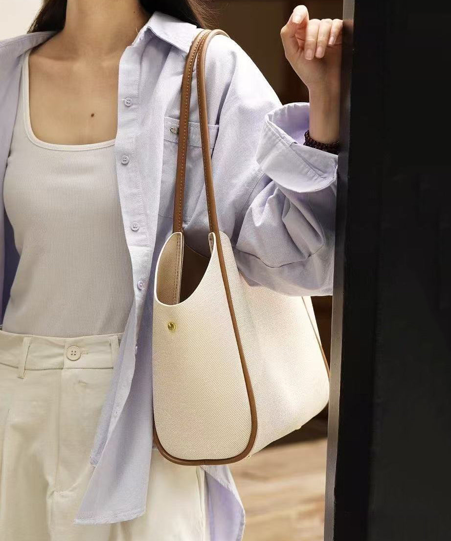 Elegant White Large Capacity Solid Durable Faux Leather Shoulder Bags