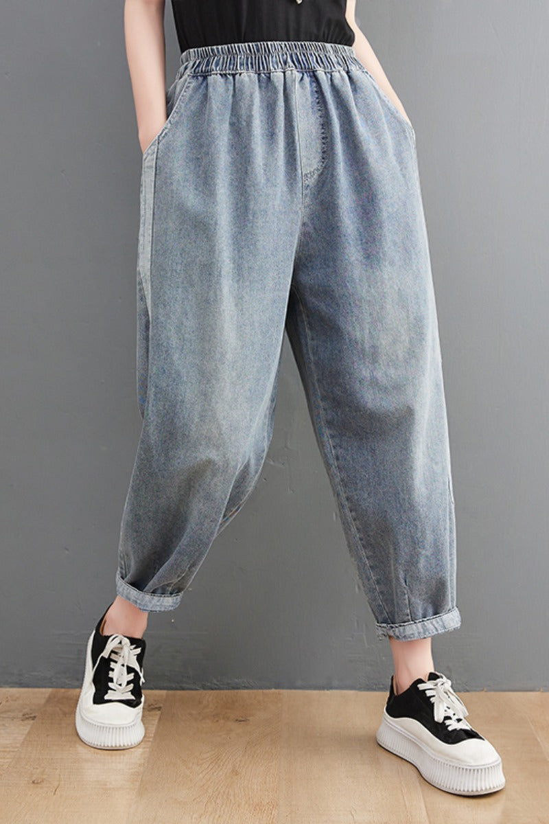 Women Summer Loose Casual Solid Jeans
