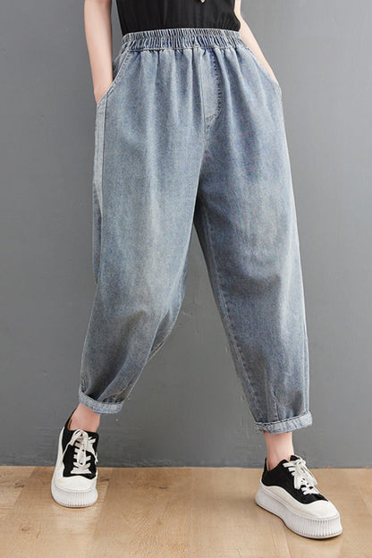 Women Summer Loose Casual Solid Jeans