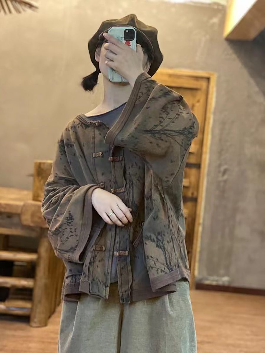 Women Winter Worn Button Pocket Loose Coat