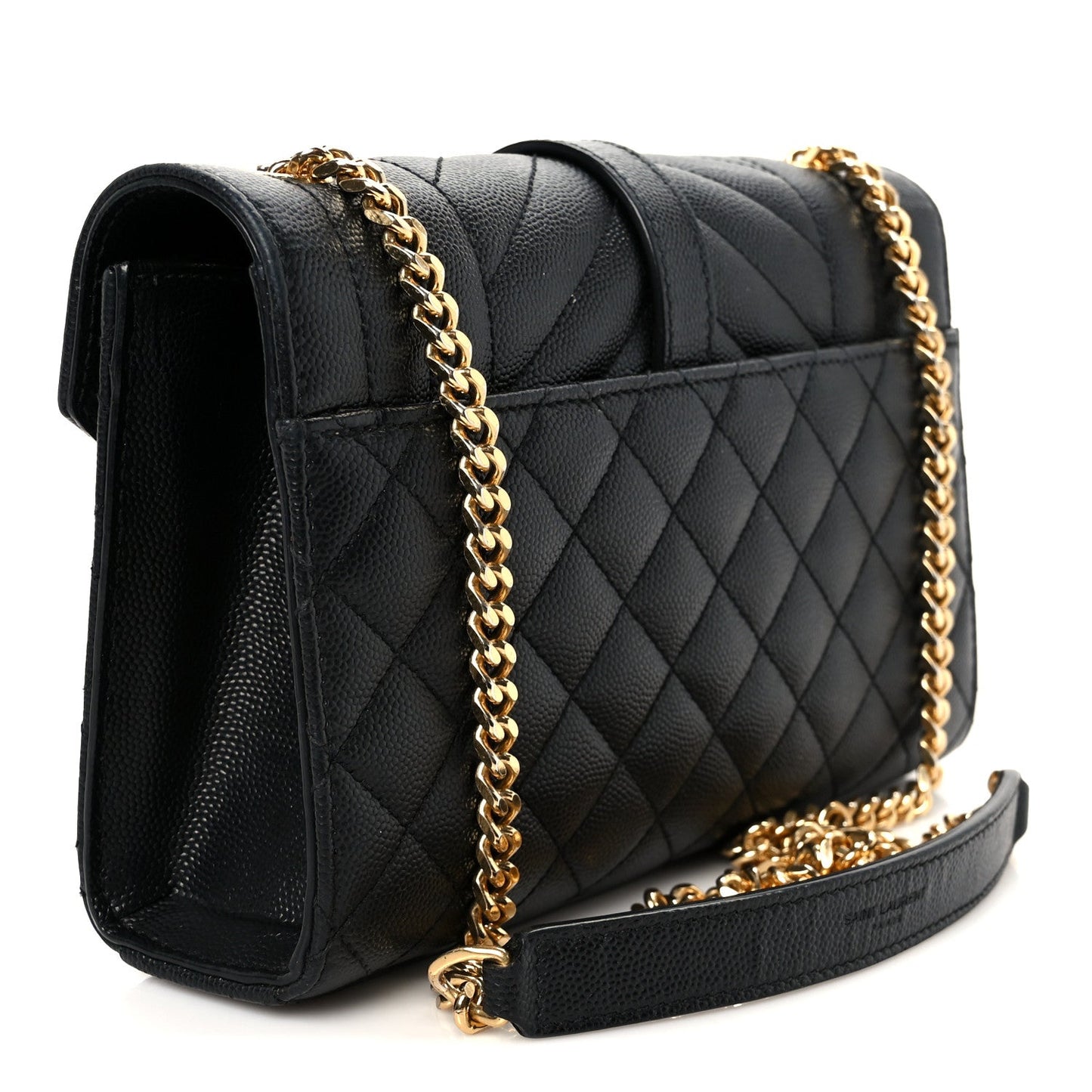 Grain De Poudre Textured Mixed Matelasse Triquilt Small Monogram Satchel Black