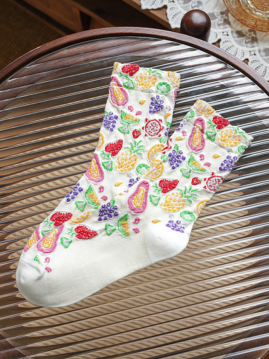 5 Pairs Floral Adult Vintage Winter Socks For Women