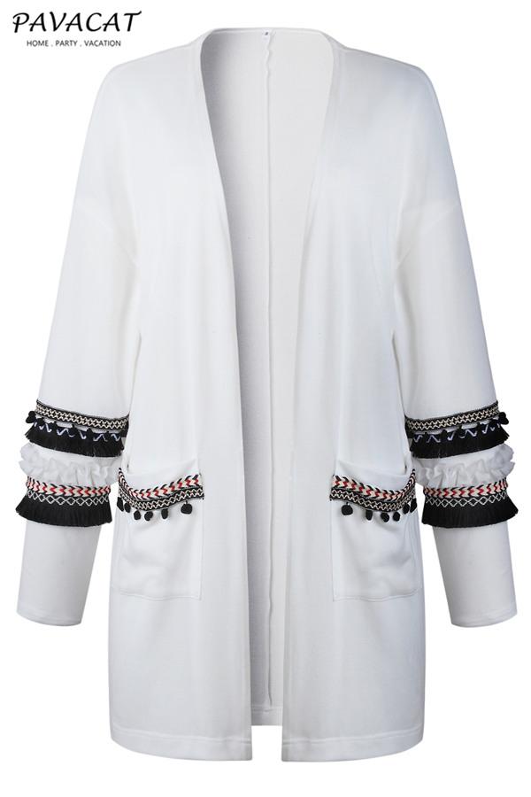Boho Cording Knitted Cardigan - Gray