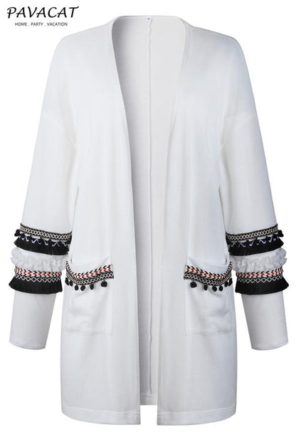 Boho Cording Knitted Cardigan - Gray