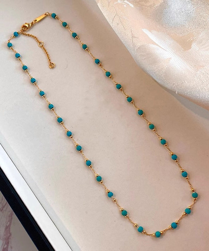 Chic Turquoise Stringing Beads Paitings Adjustable Copper Necklace
