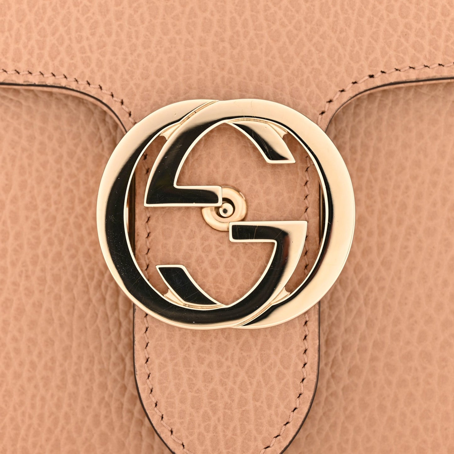 Dollar Calfskin Small Interlocking G Shoulder Bag Camelia