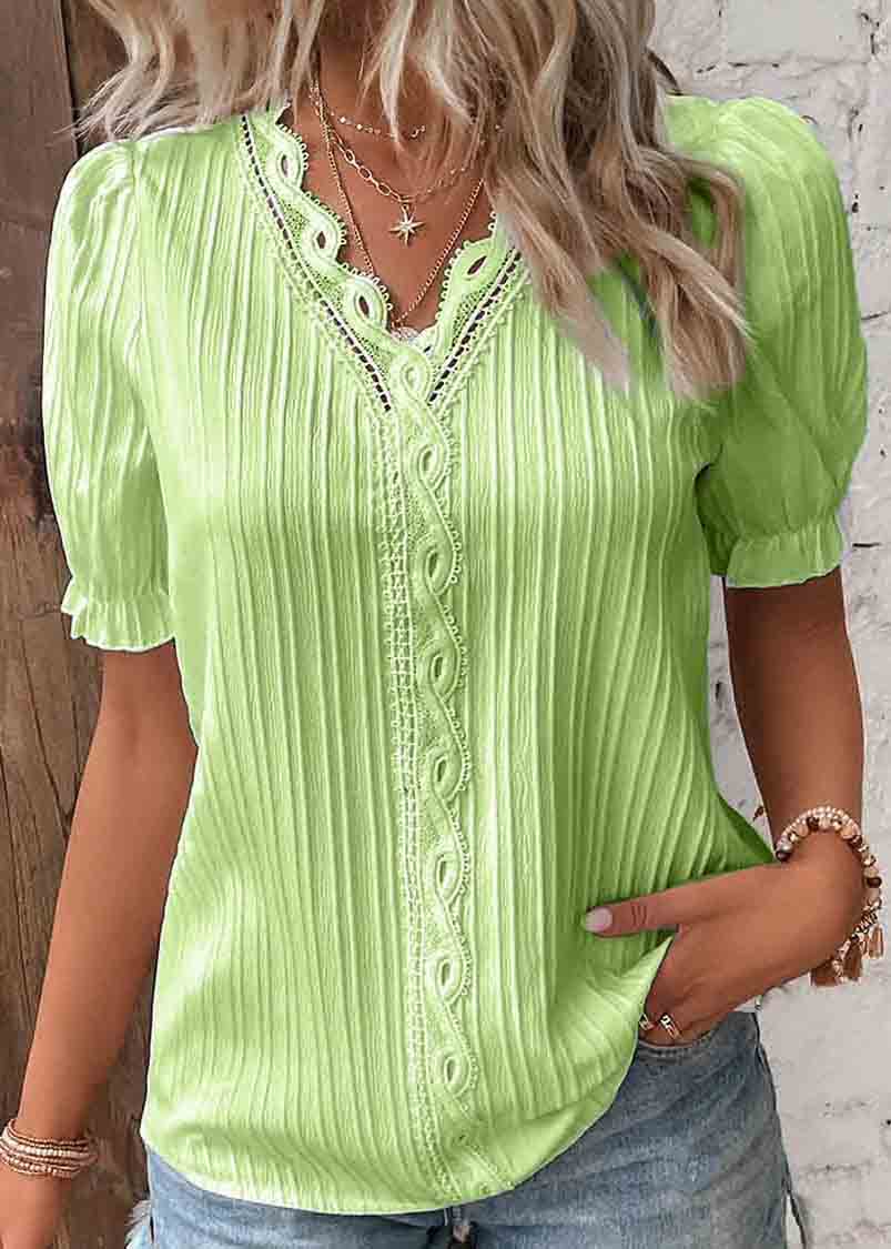 Plus Size Solid Color Hollow Out Spandex Shirts Summer