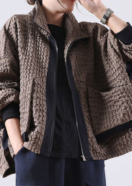 Vintage Caramel Zip Up low high design Corduroy Coat