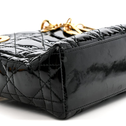 Patent Cannage Mini Lady Dior Black