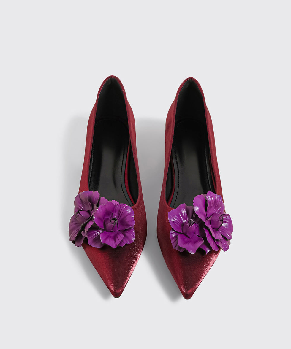 Champagne Faux Leather Women Floral Splicing Flat Feet Shoes