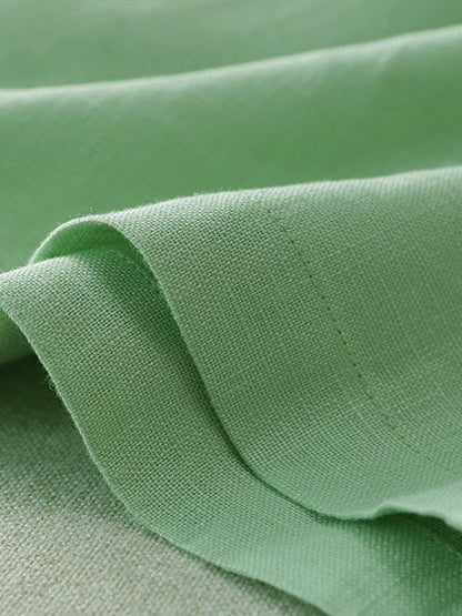 Solid Color Straight Casual High Waist Ninth Linen Pants