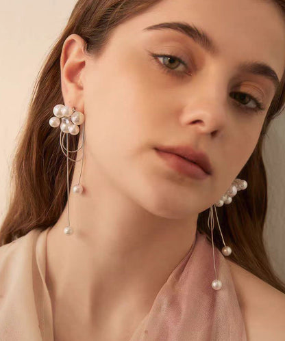 Light Luxury Tassel Pearl Long Stud Earrings