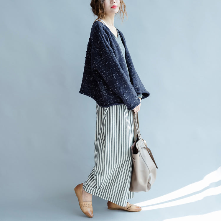new blue asymmetric design cotton knitted cardigans chunky oversize fashion coats