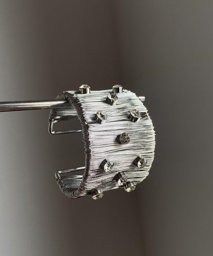 Fine Silk Sterling Silver Zircon Cuff