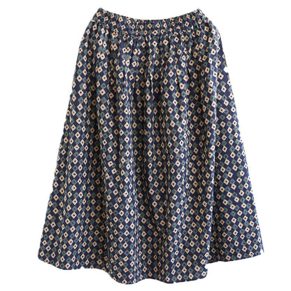 New Retro Elastic Waist Casual Floral Skirt