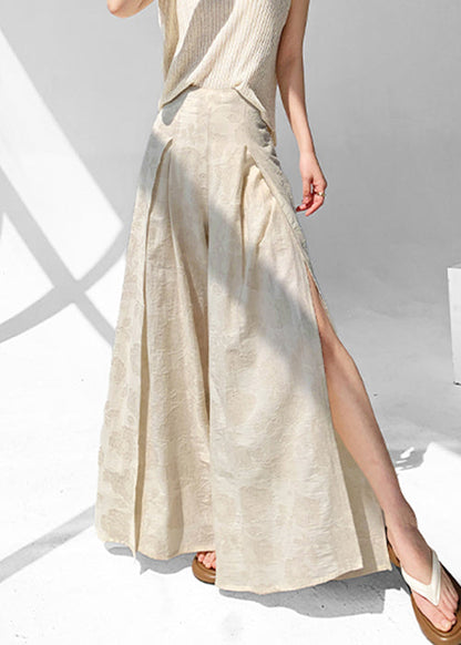 Chic Apricot Zippered Side Open Cotton Pants Skirt Summer