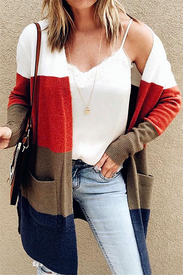 Casual Wild Striped Knitted Cardigan