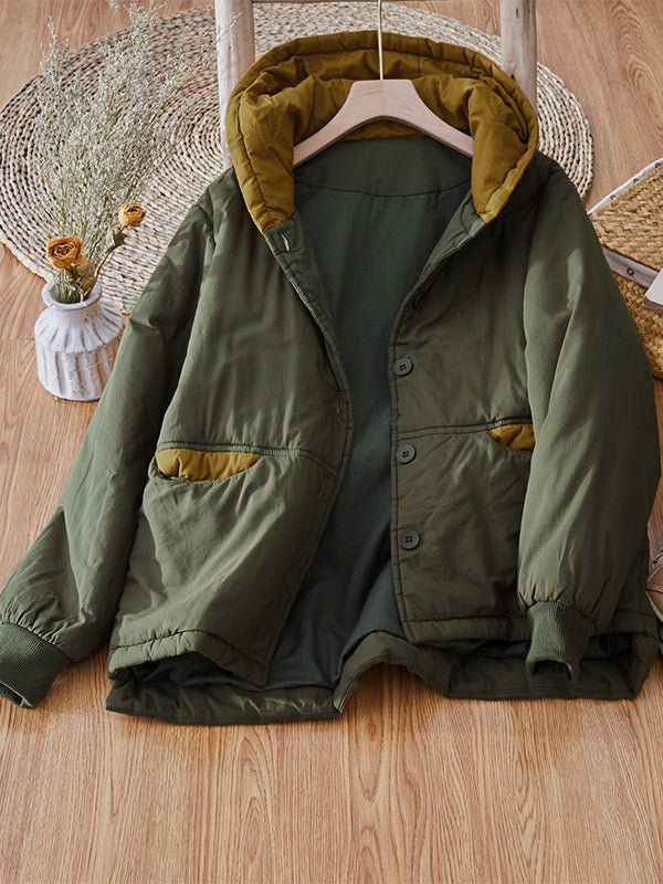 100% Natural Fabric Winter Warm Fleece Lined Pure Color Coat In One-Size