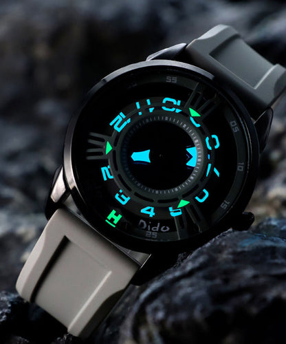 Women Blue Silicone Rubber Waterproof Hollow Out Watches