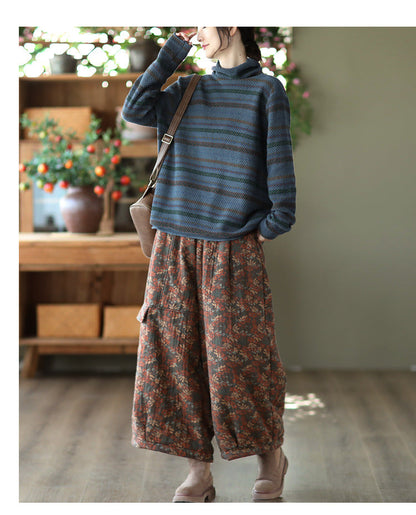 Vintage Cotton Knit Jacquard Turtleneck