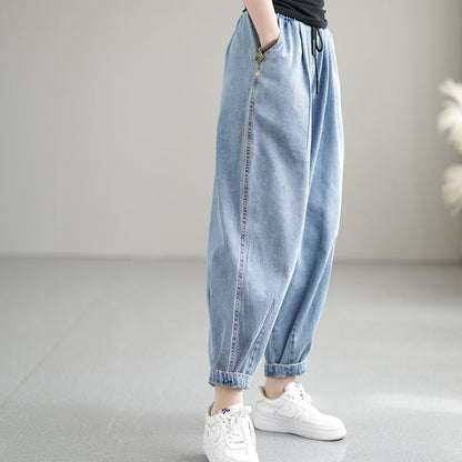 Women  Summer Plain Cotton Jeans