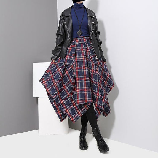 Aitana Plaid Picnic Skirt - Navy
