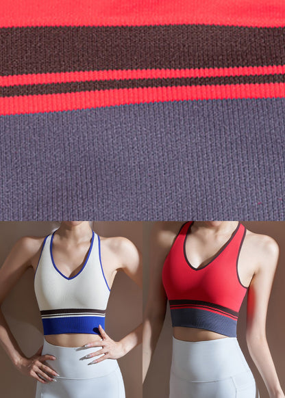 Red Striped Patchwork Gymshark Sports Bra