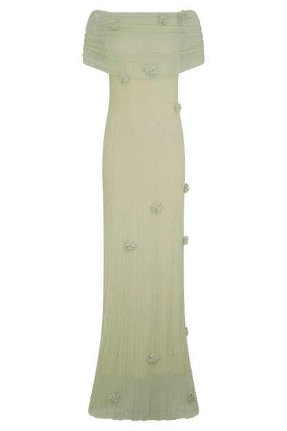 Brynn Orchid Knit Maxi Dress - Pastel Green