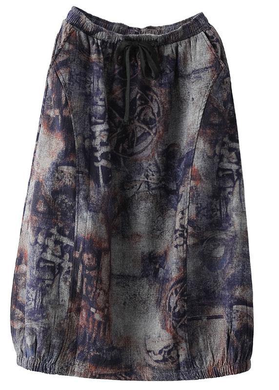 Plus Size Brown leopard print Retro Print A Line Pockets Fall Skirts