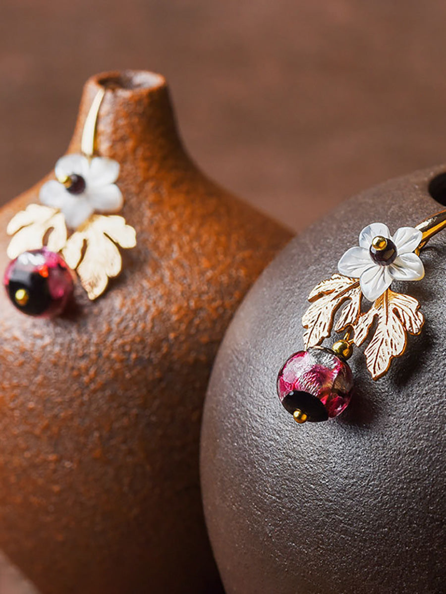 Shell Retro Pearl Flower Women Earrings