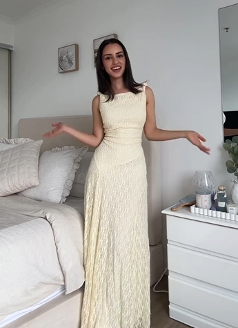 Cream Textured Sleeveless Maxi Dress | Gentle High Waist Slip Dress