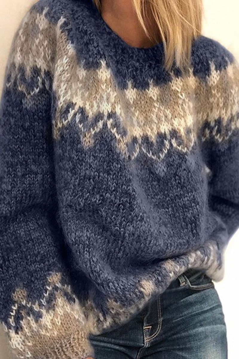 Jacquard Casual Round Neck Sweater