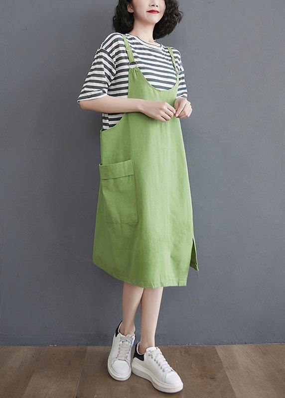 Two piece 2024 summer new strap skirt + striped T-shirt