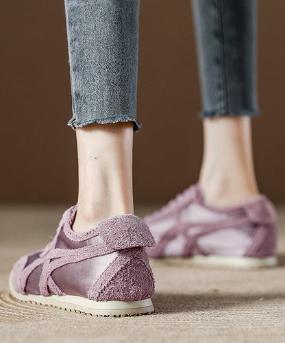 Purple Suede Splicing Comfortable Flats Lace Up