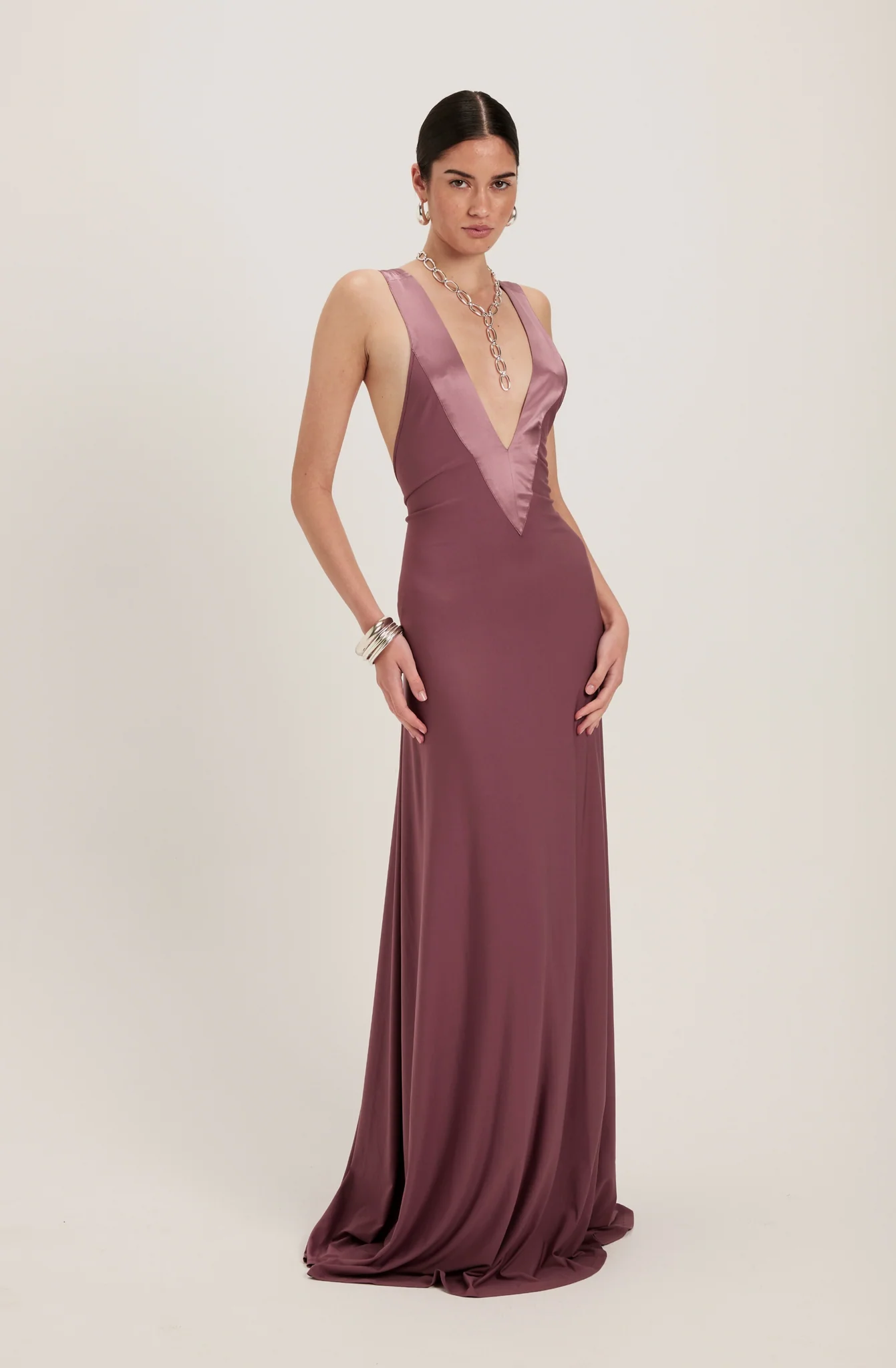 Temperament Deep V-neck Slim-Fit Personality Back Dress