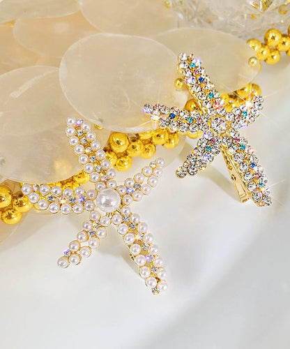 Beautiful Alloy Zircon Pearl Starfish Two-Piece Set Hairpin