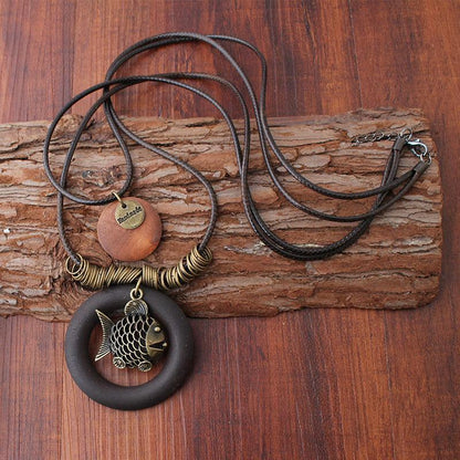 Ethnic Style Vintage Fish Pendant Women Necklace